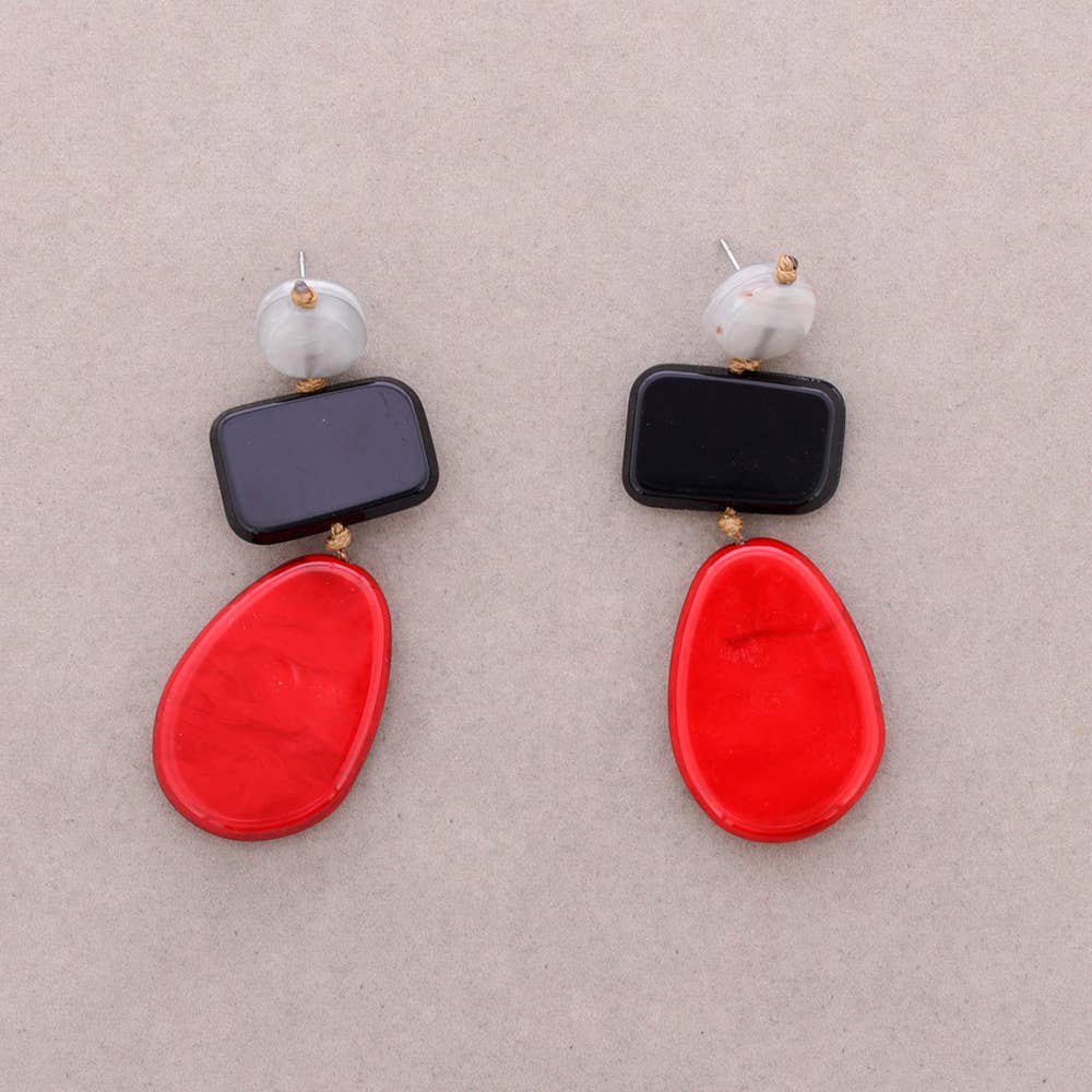 Sonata - Wholesale Hoop Earrings - Irregular Resin Geometric Shapes Earrings (C)7