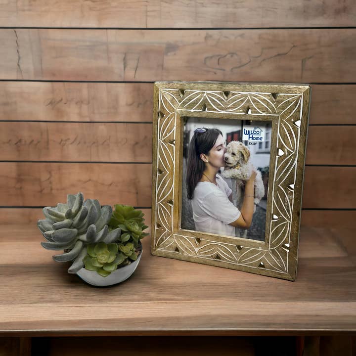 Wilco Home - Wholesale Picture Frame - Leon Hand-Carved Easel Photo Frame-Fall Decor