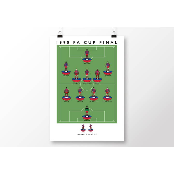 Manifesto della finale di FA Cup 1990 Crystal Palace per la vendita all'ingrosso da parte di Matthew J I Wood Design & Illustration
