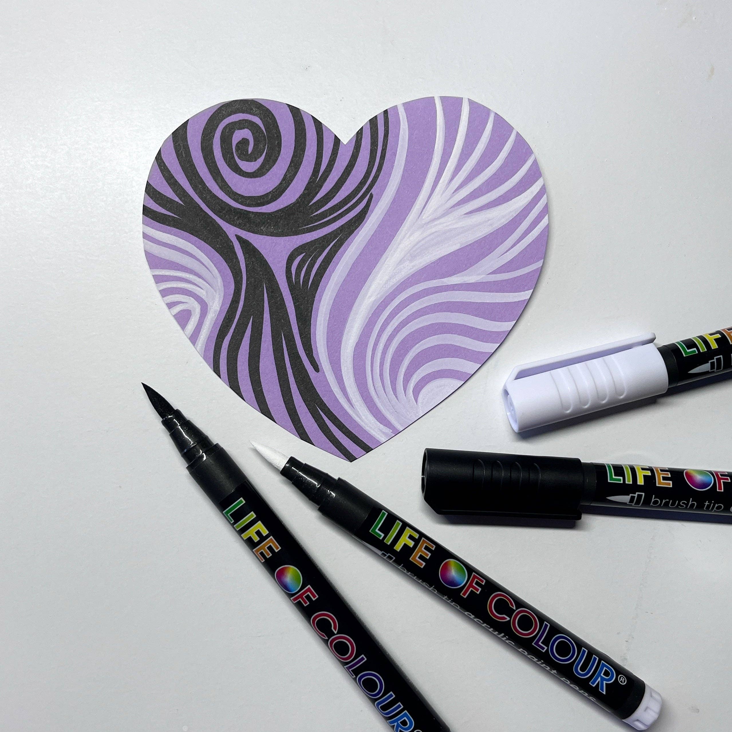 Life of Colour – Großhandel Marker – Schwarz-weiße Acryl-Brush-Pens – Set mit 6 Stiften5
