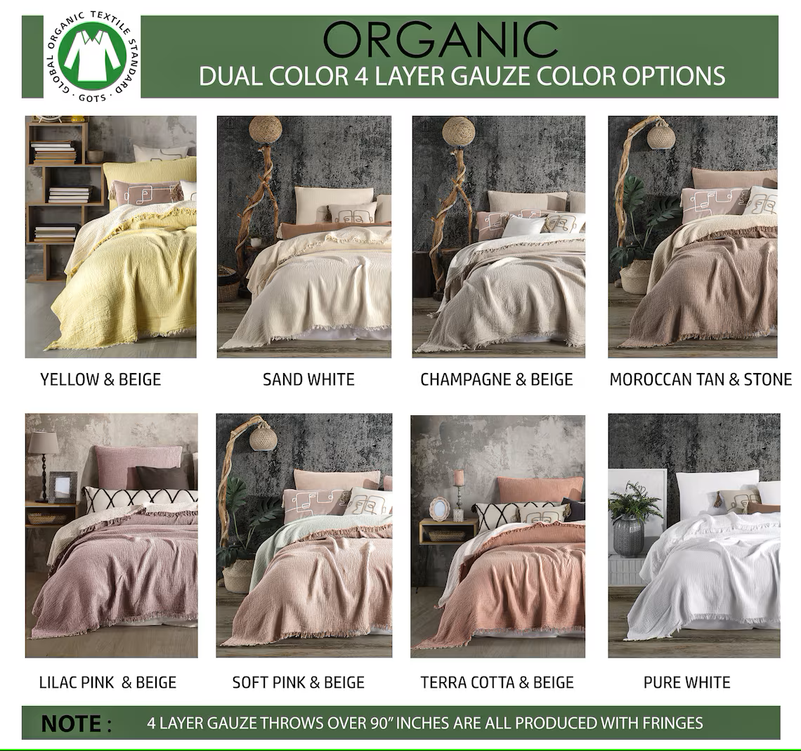 Aseel Buy Good - Wholesale Travel Blanket - Green Muslin Blanket, Dual Color Cotton Throw Turkish5