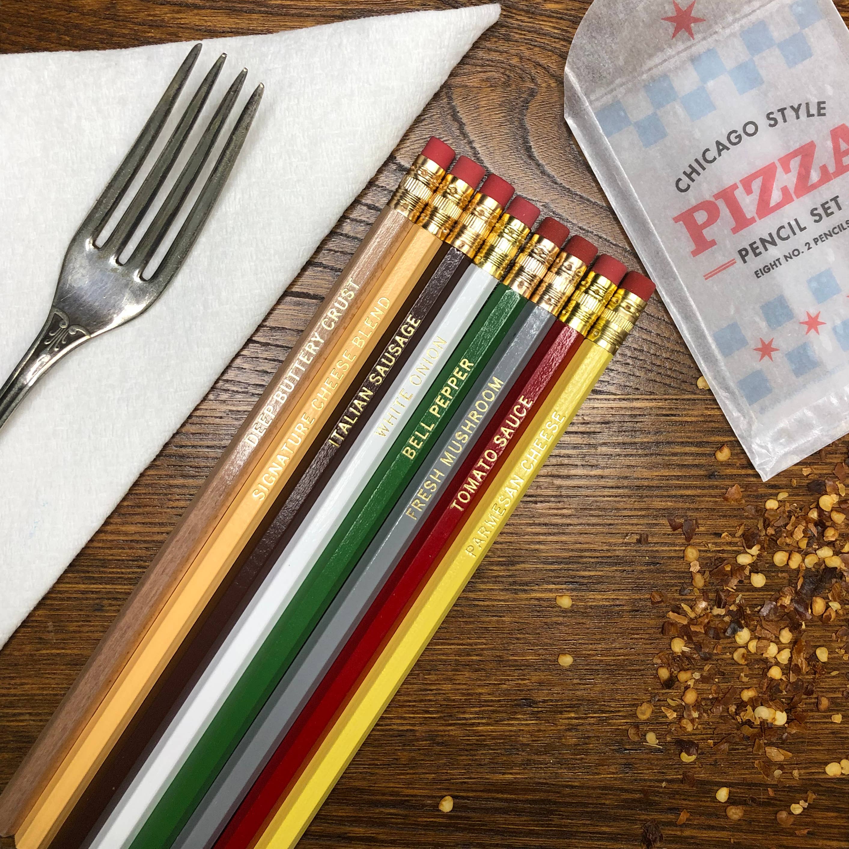 a. favorite design - Wholesale Pencil - chicago pizza pencil set1