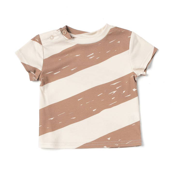 T-Shirt Boxy Bébé avec Rayures - Moka pour la vente par OMAMImini