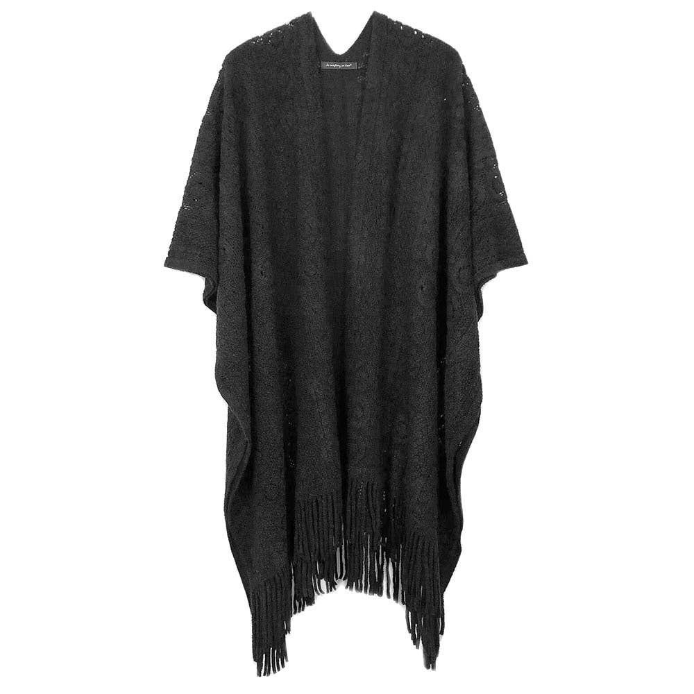 Sensibling Corp. - Vendita all'ingrosso Poncho - Donna - Poncho Ruana all'uncinetto solido15