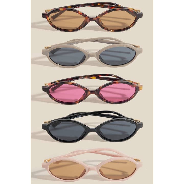 ASSORTED Dainty Oval Frame Sunglasses Set for wholesale on Faire