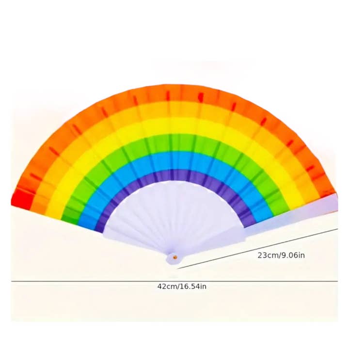 Kinky Pleasure - Wholesale Handheld Folding Fan - Kinky Pleasure - T075 - Pride Rainbow Hand Fan2