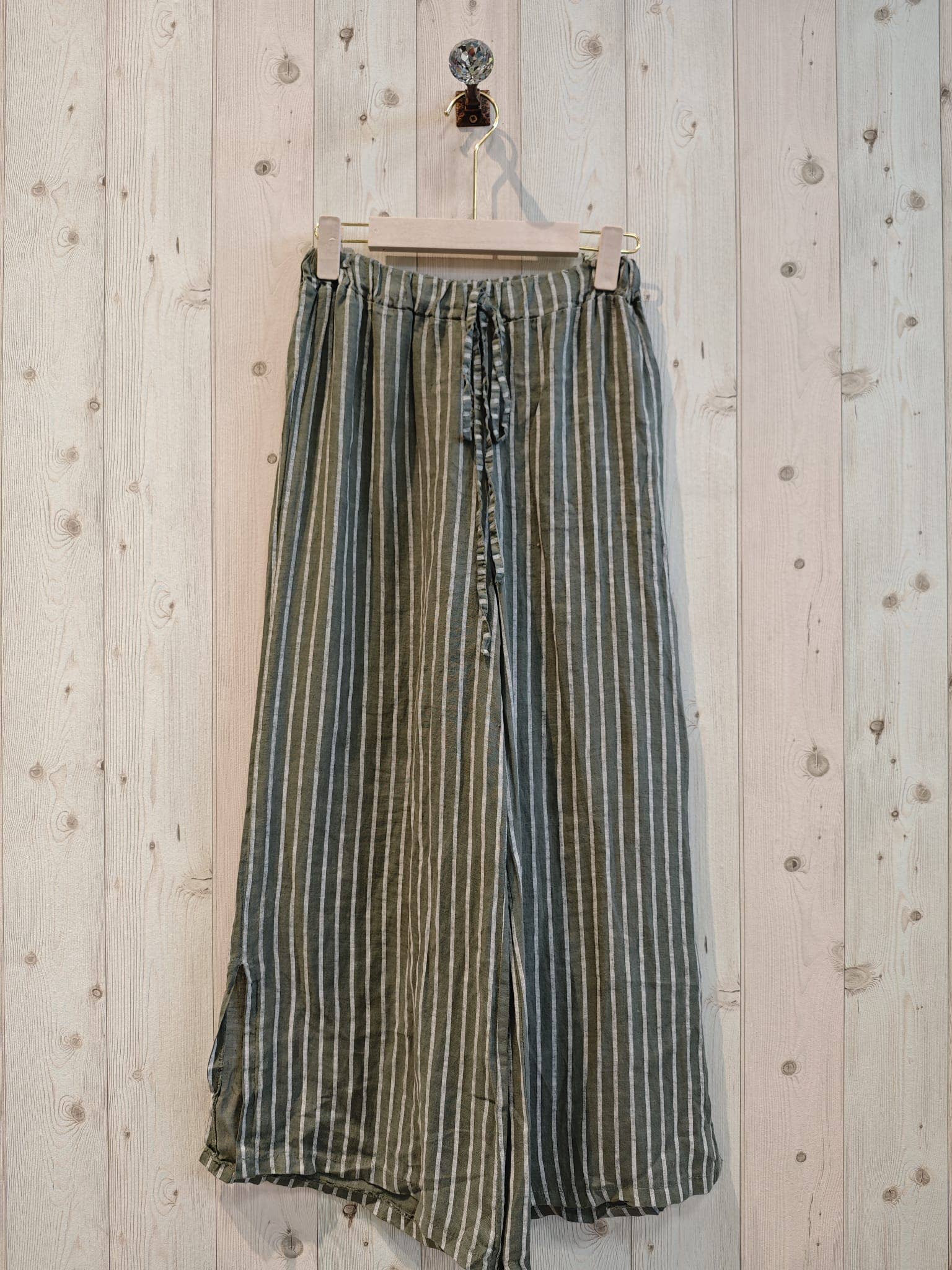 Linen & More – Großhandel Hose – Damen – REF 63801 Hose aus 100 % Leinen mit Streifen6