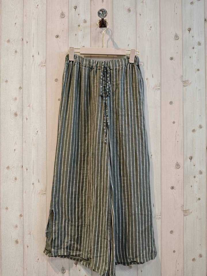 Linen & More – Großhandel Hose – Damen – REF 63801 Hose aus 100 % Leinen mit Streifen6