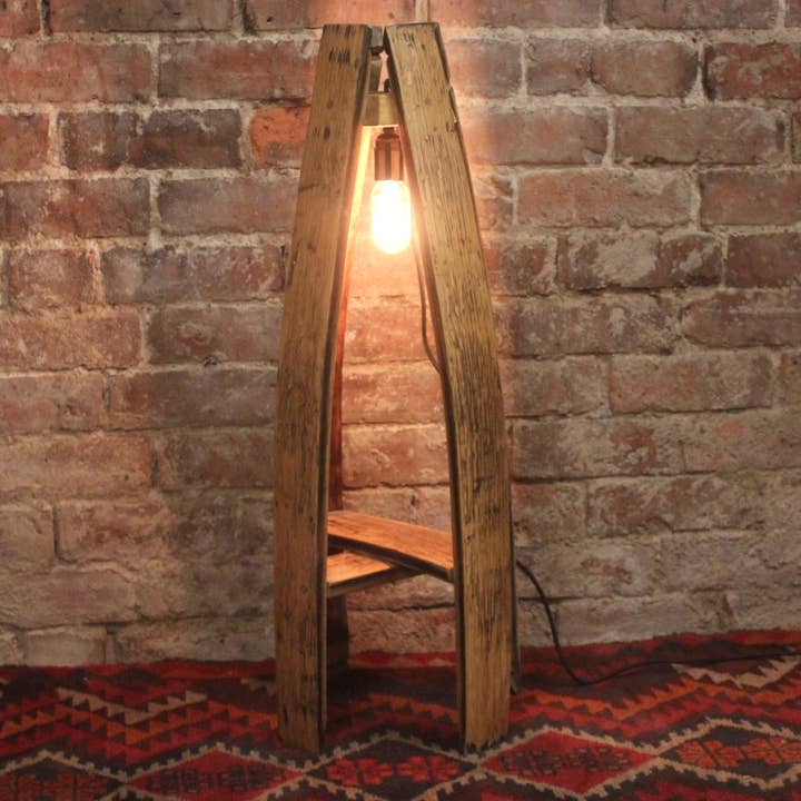 From Under The Stairs – wholesale Accent/desk lamp – Rustic Oak Stave Free Standing Lamp