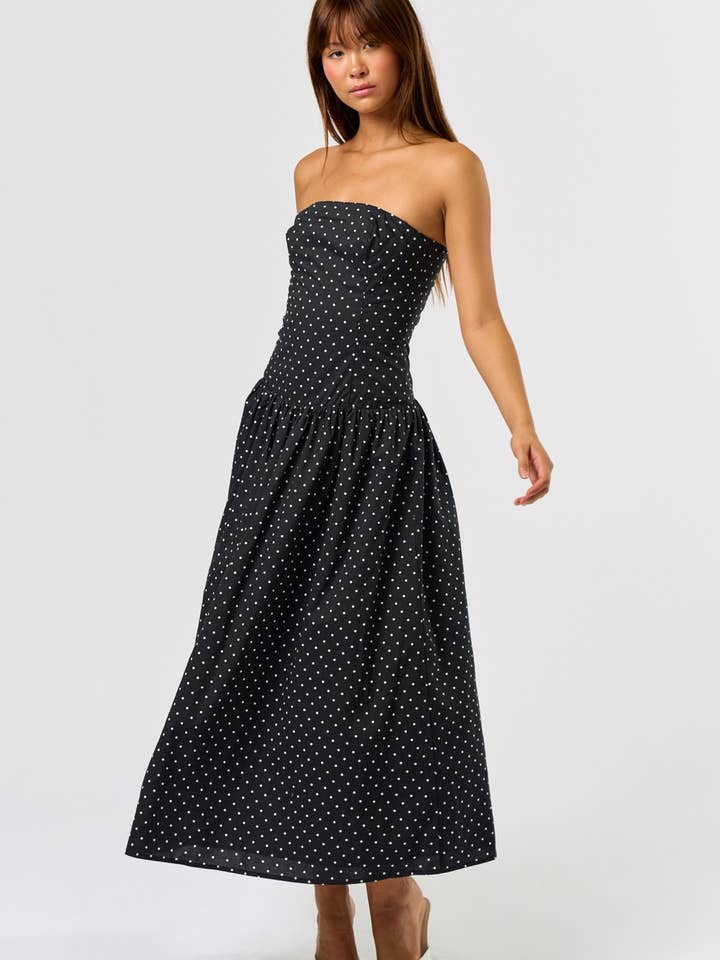 Polka Dot Tube Maxi Dress for wholesale by Blue Blush