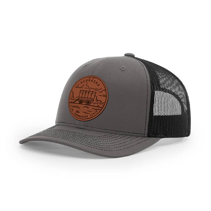 Nebraska Hat | Leather Patch Hat | Trucker Hat for wholesale by Albion Mercantile Co.