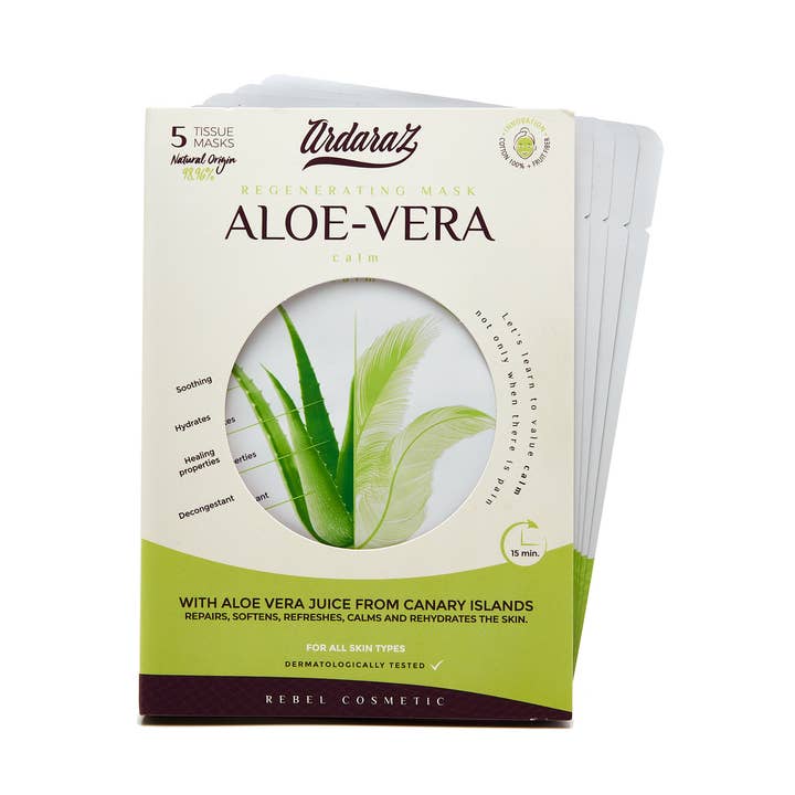Mascarilla Facial Hidratante con Aloe Vera. Pack de 5 para venta al por mayor de Ardaraz