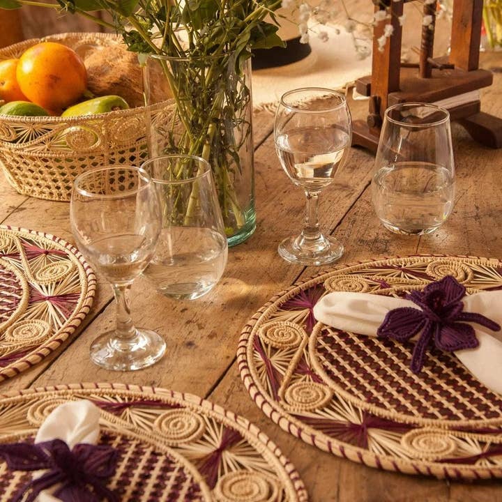 Camila Brown Iraca placemat for wholesale by Maisie Grace Designs