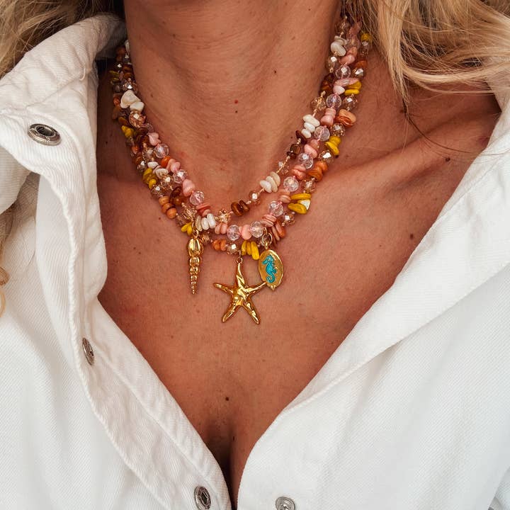 Goupi - Wholesale Pendant/Charm Necklace - Multicolor beaded semiprecious chips necklaces