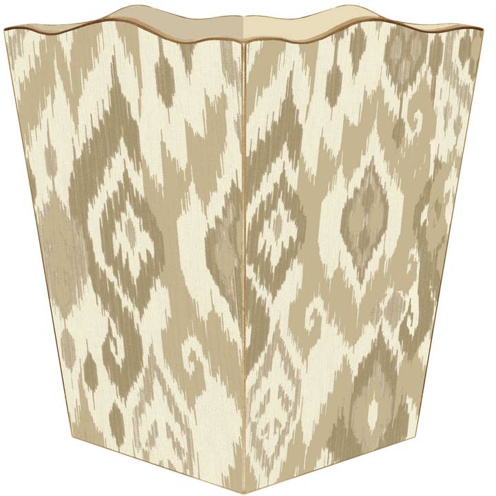 WB8415 - Tan Ikat Wastepaper Basket for wholesale by Marye-Kelley