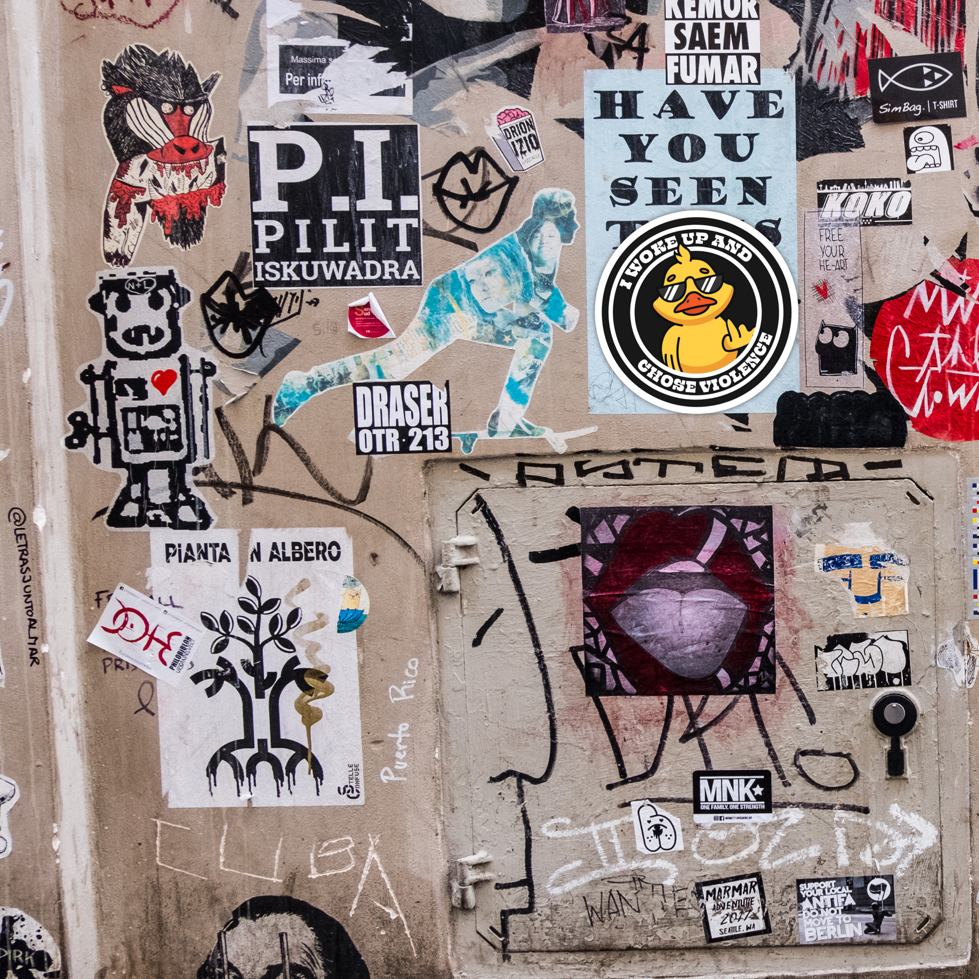 Coyote Color - Wholesale Sticker - Funny Redneck Sticker "I Woke Up & Chose Violence" Duck10