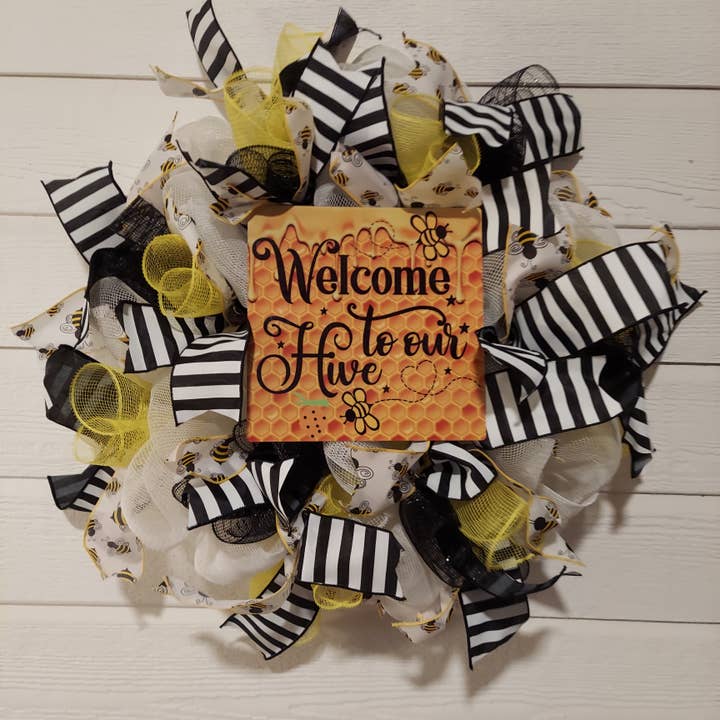 An Array of Wreaths, LLC – wholesale Wreath – Welcome to our Hive Deco Mesh Wreath