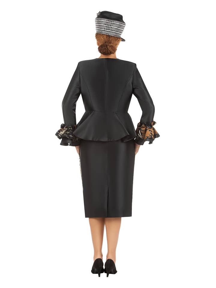 BLACK GOLD 3pc Silky Twl+Lace Skt Suit w/ Cuff Dtl-Plus for wholesale on Faire2