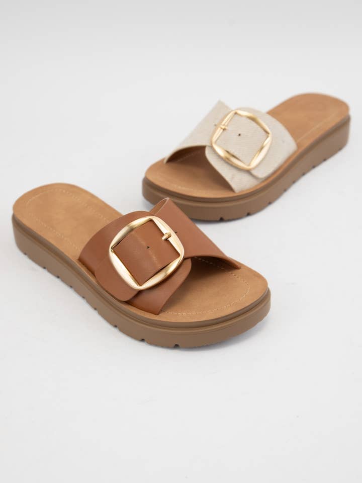 POLIURETANO NEGRO SANDALIAS SEMIPLATAFORMA CON CORREA GRANDE Y HEBILLA DELIGHT de venta al por mayor en Faire9