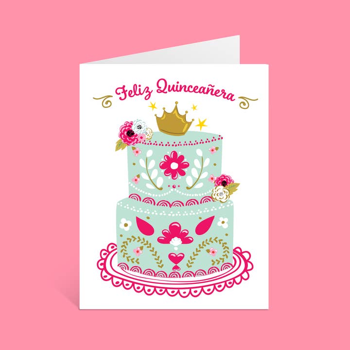 Lucy Loves Paper - Wholesale Quinceanera Card - Feliz Quinceañera | Cake and Tiara card2