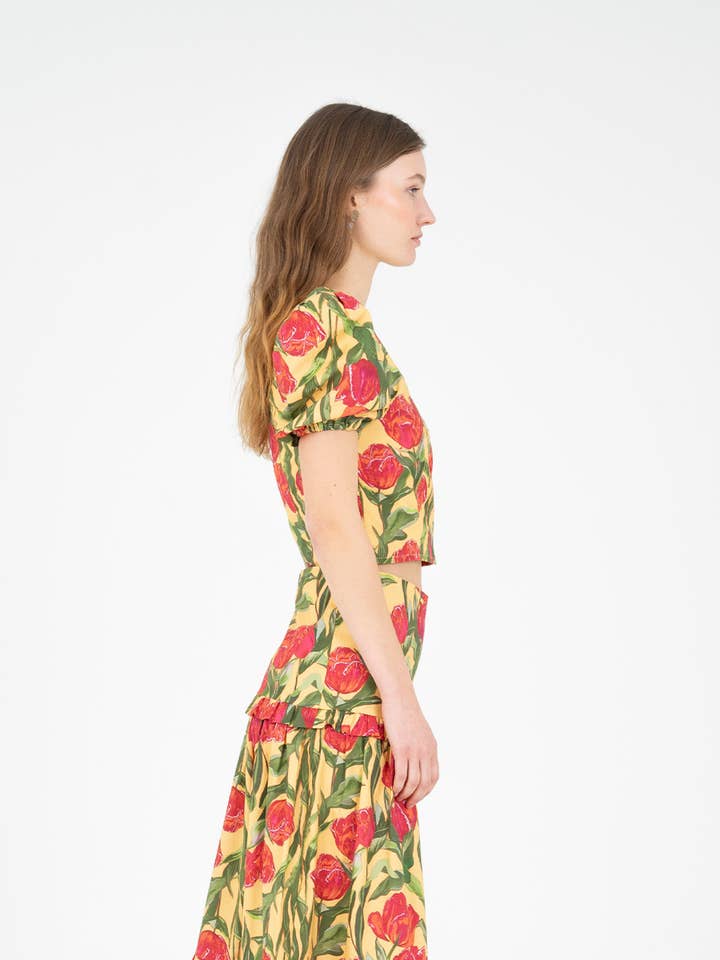 CARMEN SAYS – wholesale Blus - Dam – Zafira Gul Blommig Topp