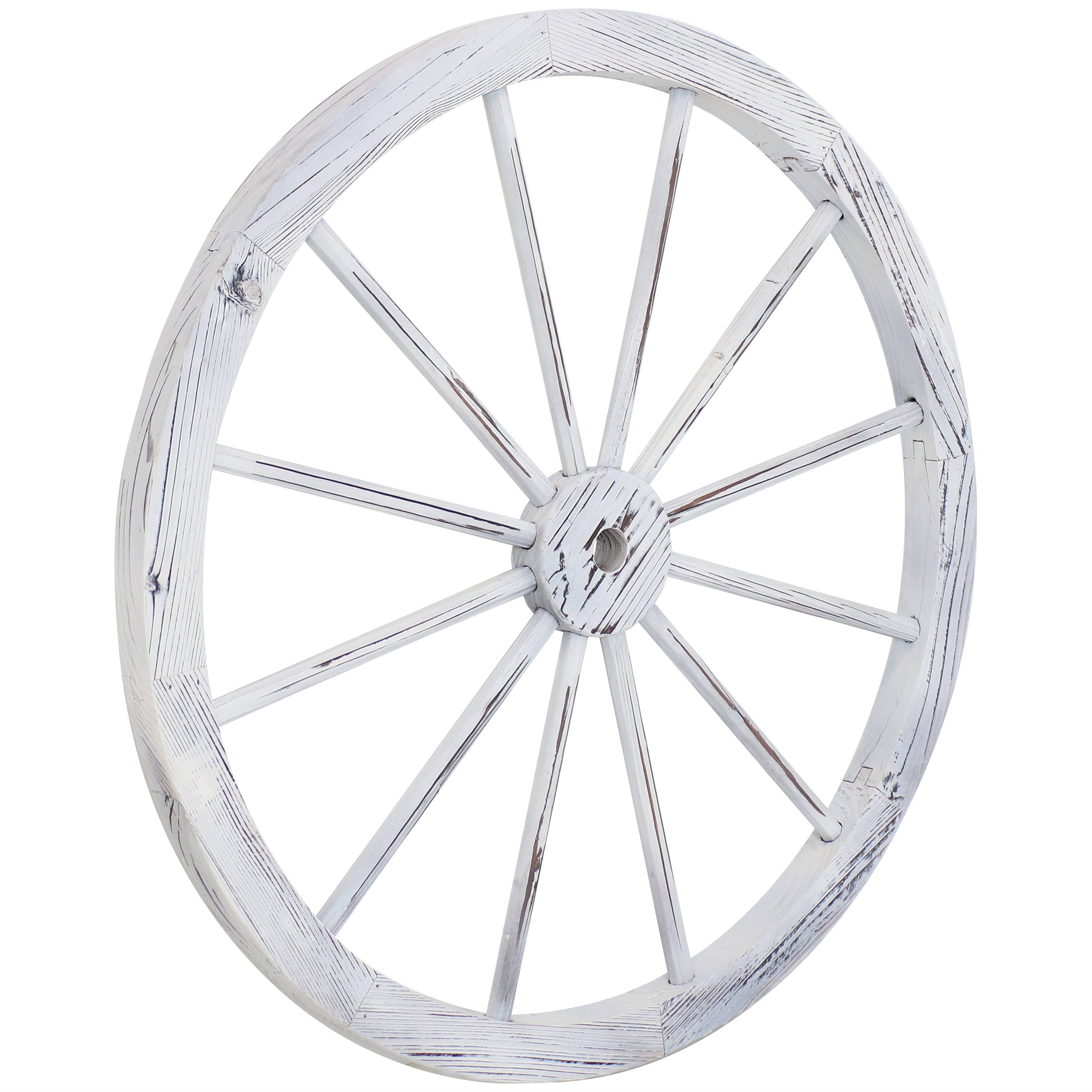 Sunnydaze Decor - Wholesale Outdoor Ornament/Decor - Wagon Wheel Indoor/Outdoor Statue - 29 in - White1