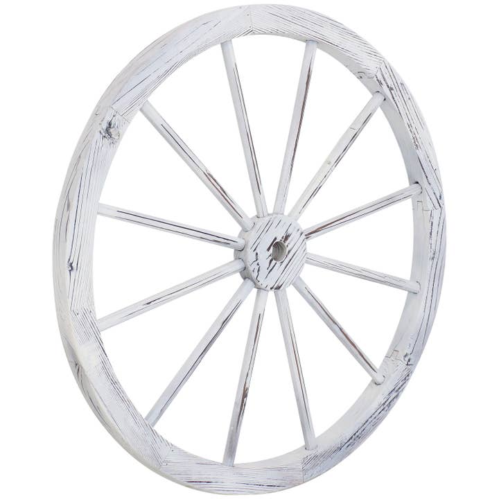 Sunnydaze Decor - Wholesale Outdoor Ornament/Decor - Wagon Wheel Indoor/Outdoor Statue - 29 in - White1