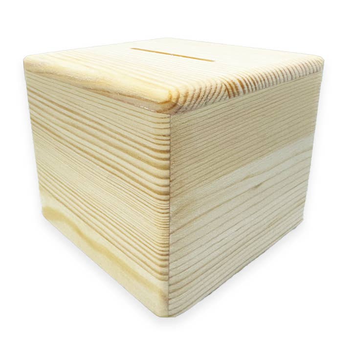 Træsparebøsse terning for engroshandel hos B&W Werbeartikel GmbH - B&W