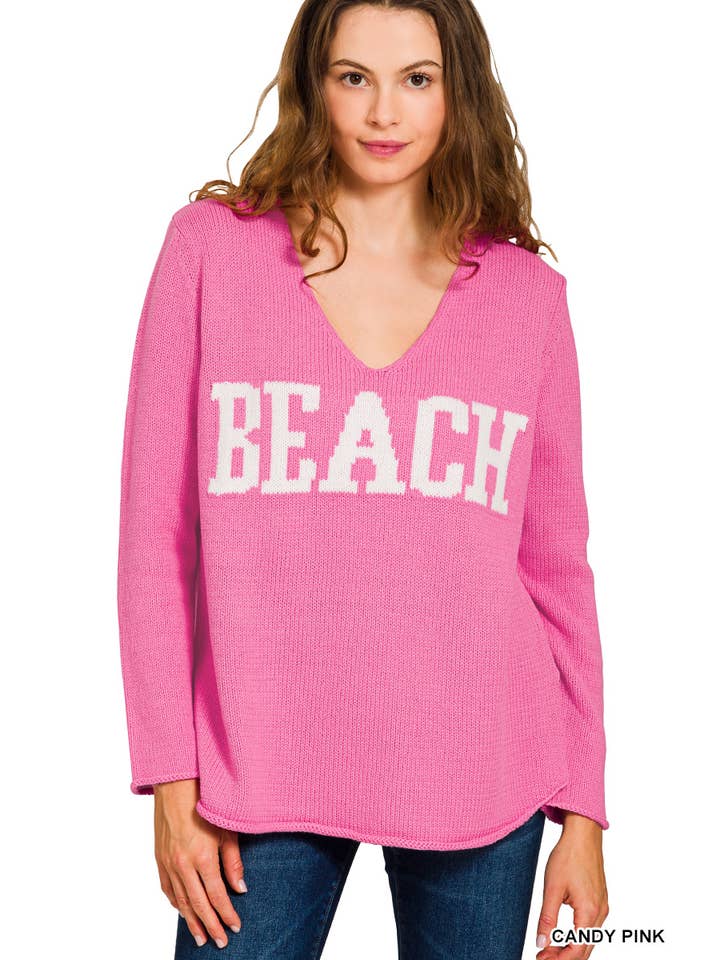 Vanilla Monkey - Wholesale Knit Sweater - Women's - Beach V Neck Sweater1