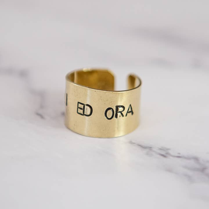 Loti jewels - Wholesale Band/Stacked Ring - MESSAGE RING IN BRASS WITH ENGRAVING17
