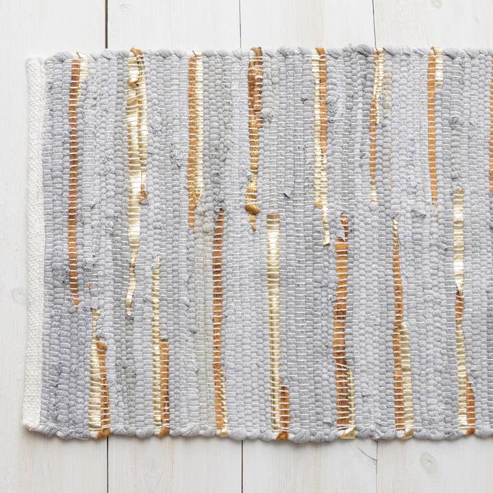 Chindi Placemat - Grey And Gold (Pk/02) for wholesale by Audrey's Home & Gift