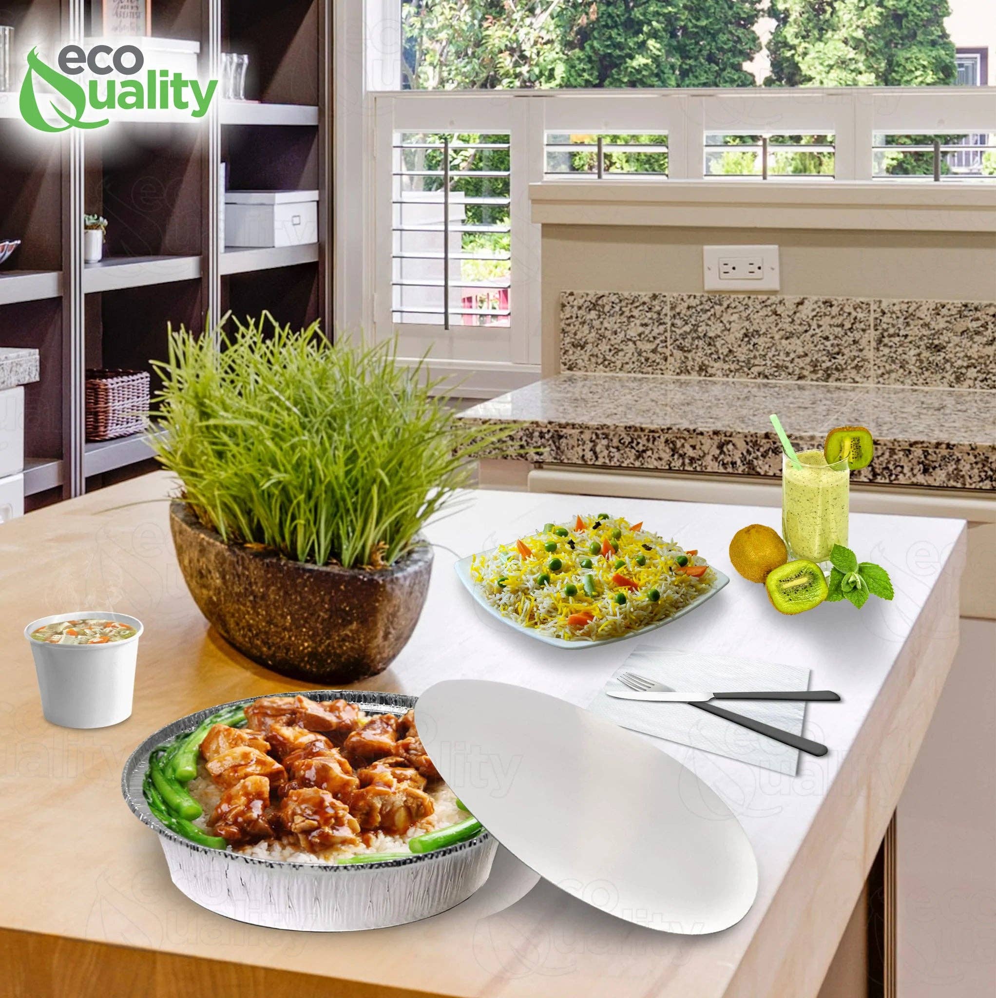 EcoQuality - Wholesale Food Storage Container - 8" Disposable Round Aluminum Foil Food Pans8