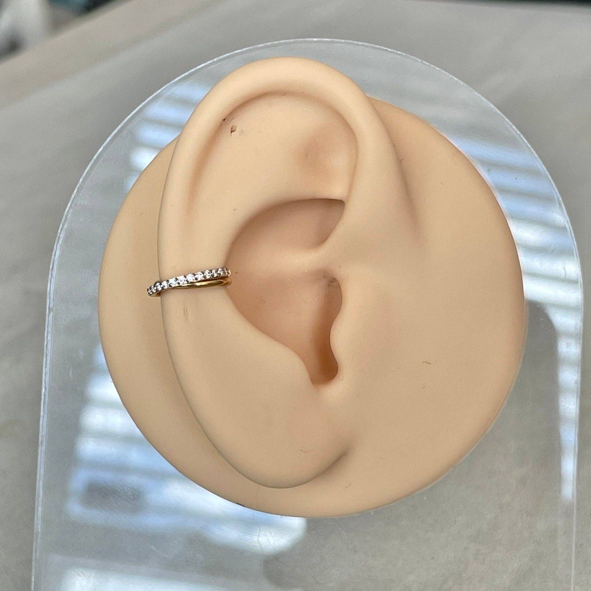 Elara Body Jewelry - Wholesale Single Earring - Gold Conch or Helix Piercing (16G | 8mm or 10mm | Surgical Steel | Gold, Rainbow or Silver)3