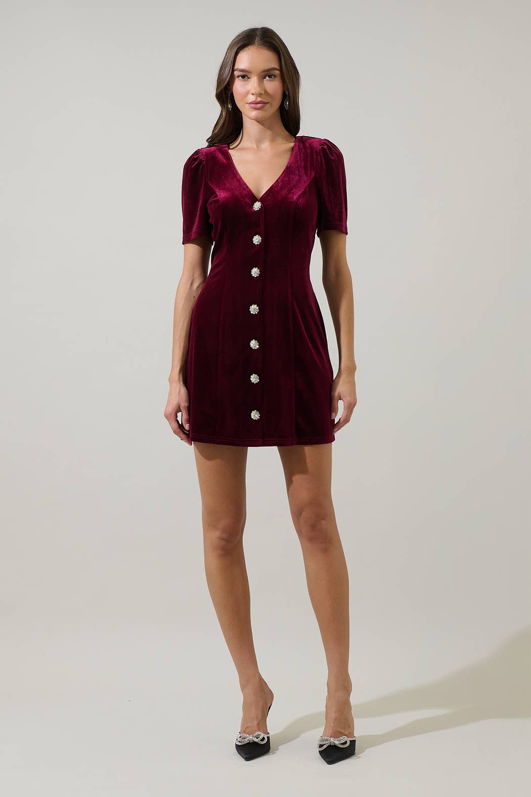 Sugarlips - Wholesale Dress - Women's - Jackson Velvet Button Mini Dress2