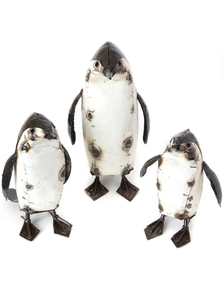 Penguin Recycled Metal Sculptures for wholesale by Swahili | AFRICAN MODERN