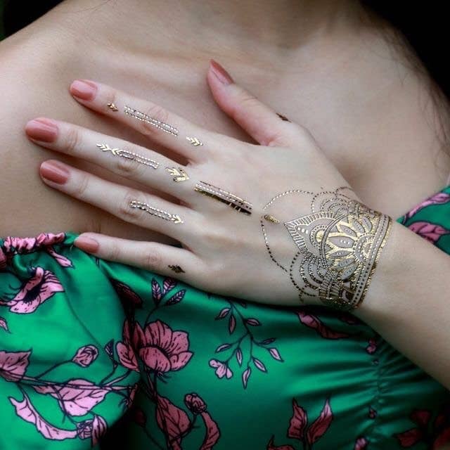 PAPERSELF - Wholesale Temporary Tattoo - Henna Gold Temporary Tattoos Stickers2