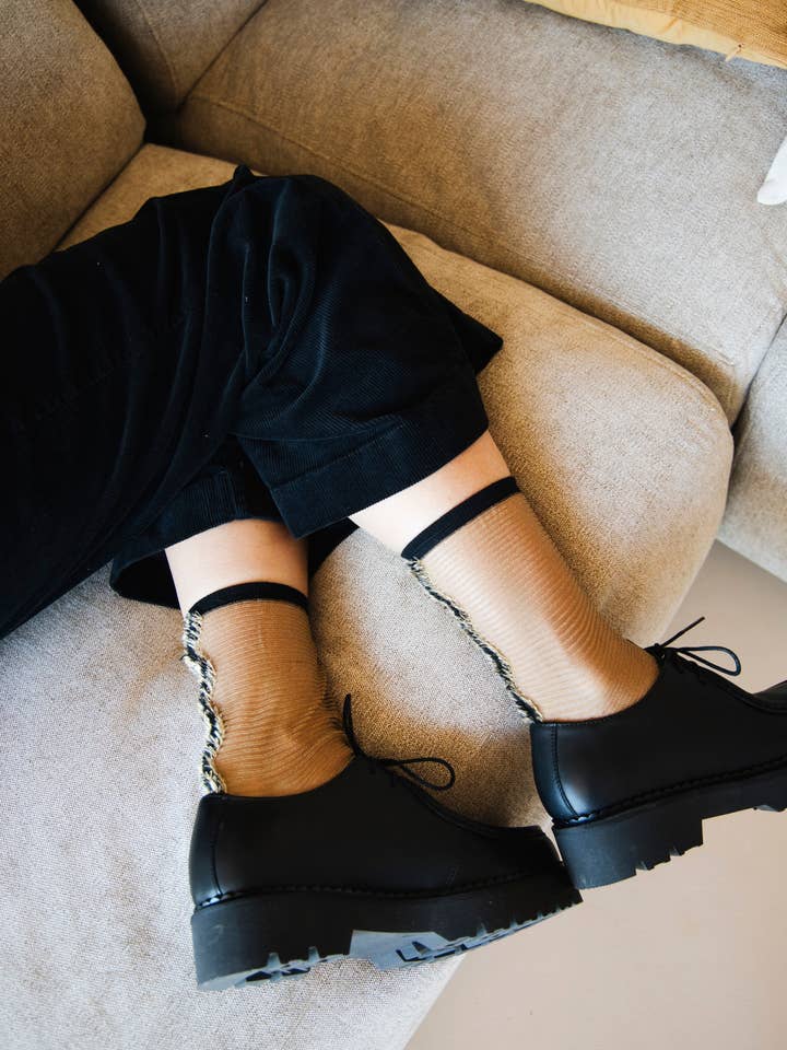 Atelier St Eustache - Wholesale Socks - Women's - GOLDEN FRINGE • Women's sheer fringe socks7