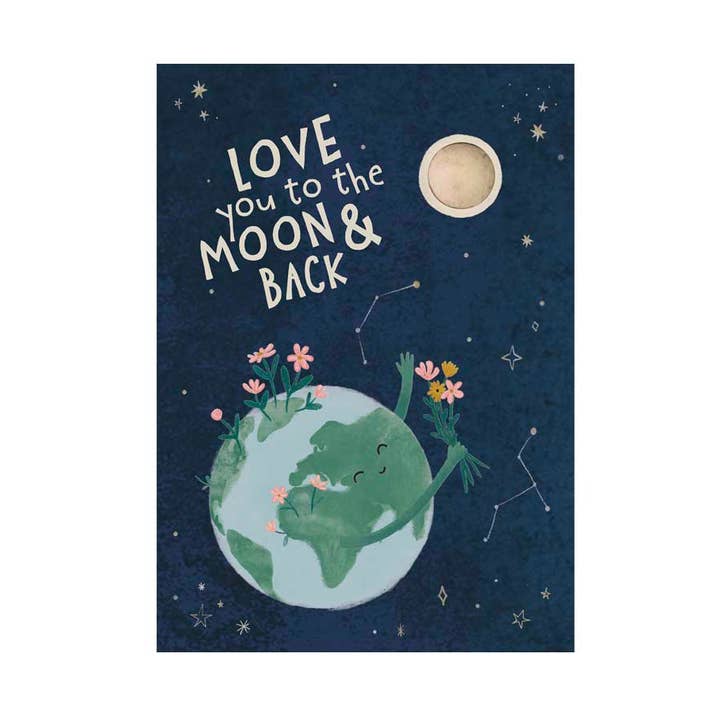 Love You to the Moon & Back Blossombs Card with 1 Seed Bomb for wholesale by Blossombs