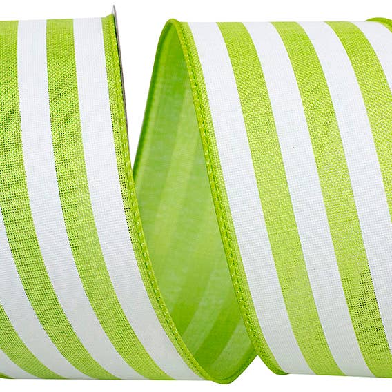 Continuous Stripe Linen Wired Edge, Lime, 2-1/2 In, 10 Yards for wholesale by RELIANT RIBBON