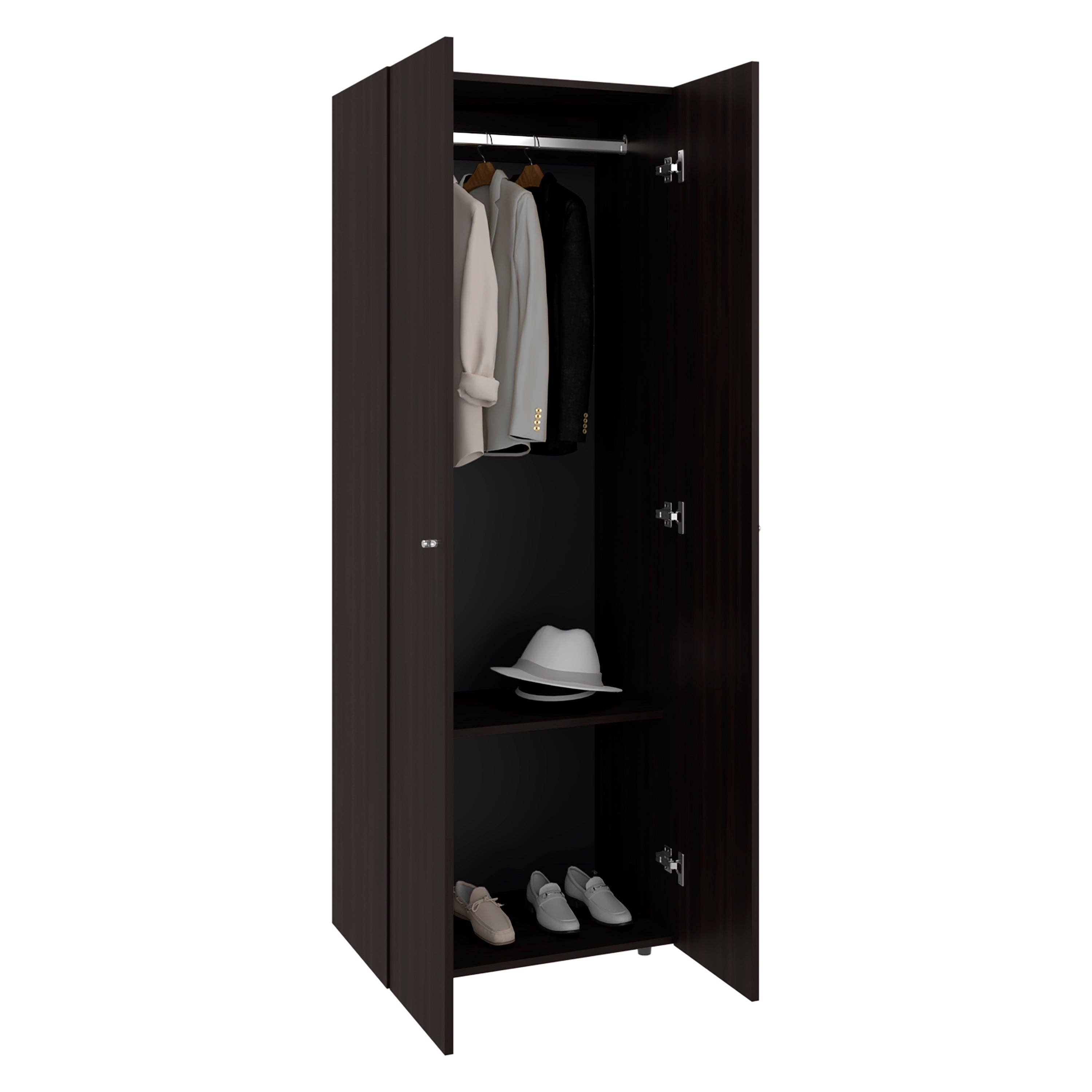 TUHOME FURNITURE - Wholesale Bedroom Furniture - Home 2 Doors Closet System Armoire, Hanging Rod and Storage Shelf, Modern Armoire for Bedroom Organization Storage17