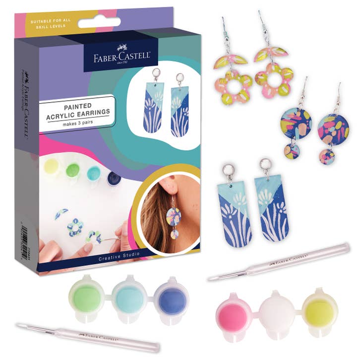 Painted Acrylic Earrings - Adult Craft Kit Makes 3 Pairs for wholesale by Faber-Castell / Creativity for Kids