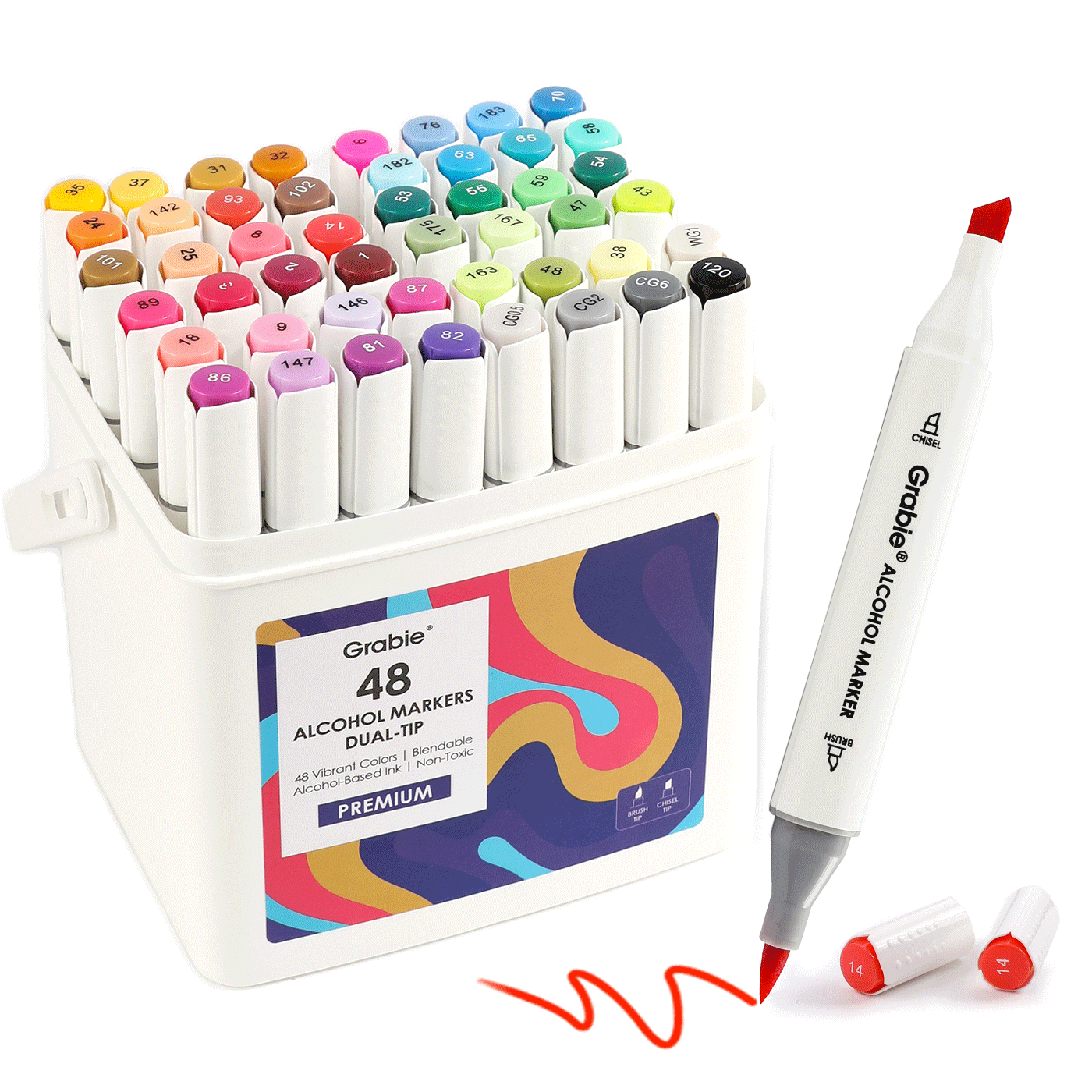 Grabie - Wholesale Marker - Dual-Tip Alcohol-Based Marker Set Of 48 With Coloring Book10