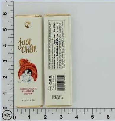 Astor Chocolate Corp. - Wholesale Chocolate Bar - Just Chill / Dark Chocolate Peppermint Crunch 1.5oz. Bar2