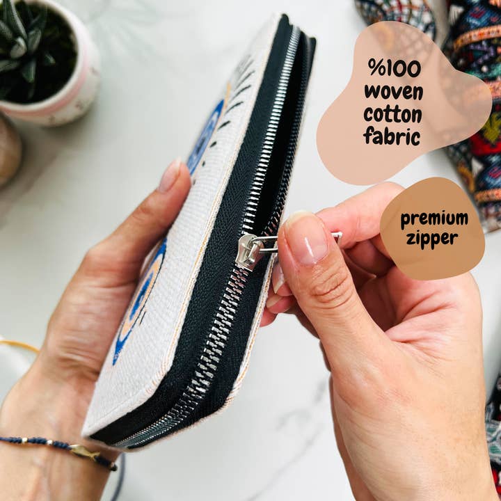 Umays Boho - Vendita all'ingrosso Portafogli - Donna - Portafoglio in tessuto con design patchwork, portafoglio fatto a mano per donna3