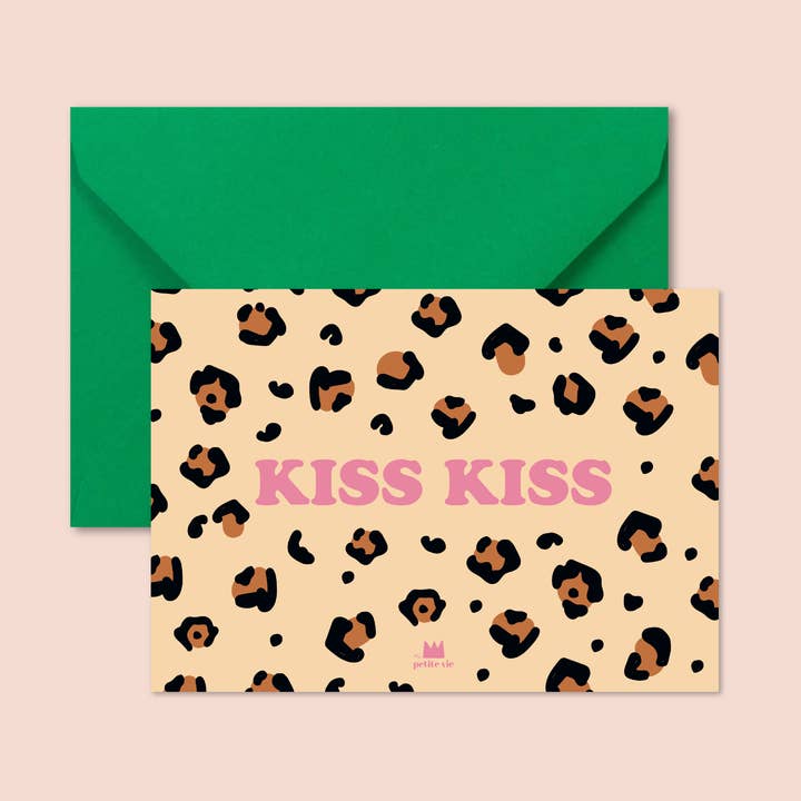 Carte "Love" : Kiss Kiss - Léopard (avec enveloppe) pour la vente par Ma Petite Vie
