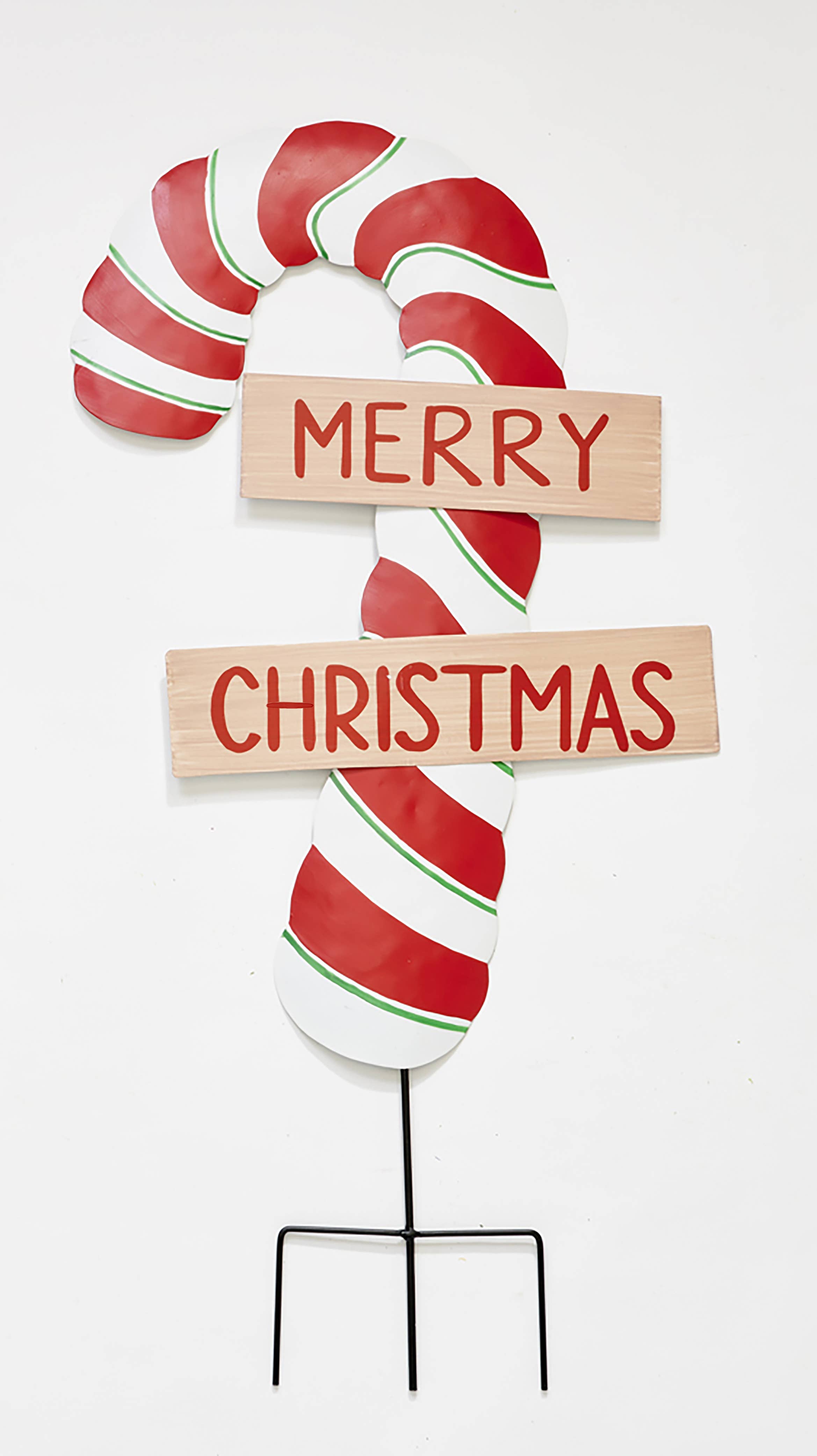 WORTH IMPORTS - Wholesale Garden/Lawn Stake - 30" Metal Merry Christmas Candy Cane Yard Stake