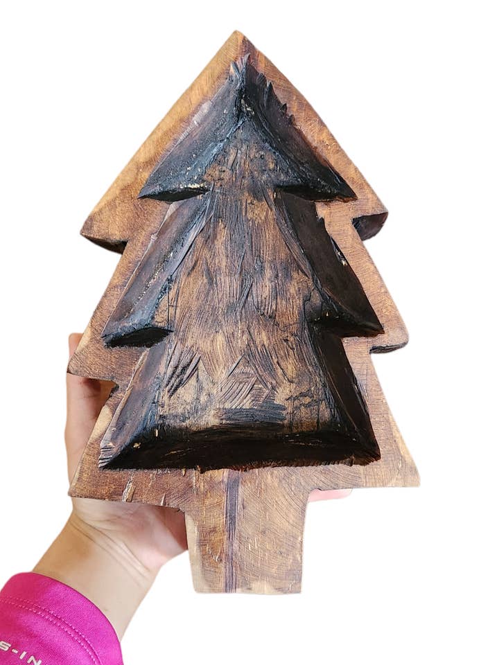 Christmas tree #2 wood bowl for wholesale by Luises Perez Imports LLC