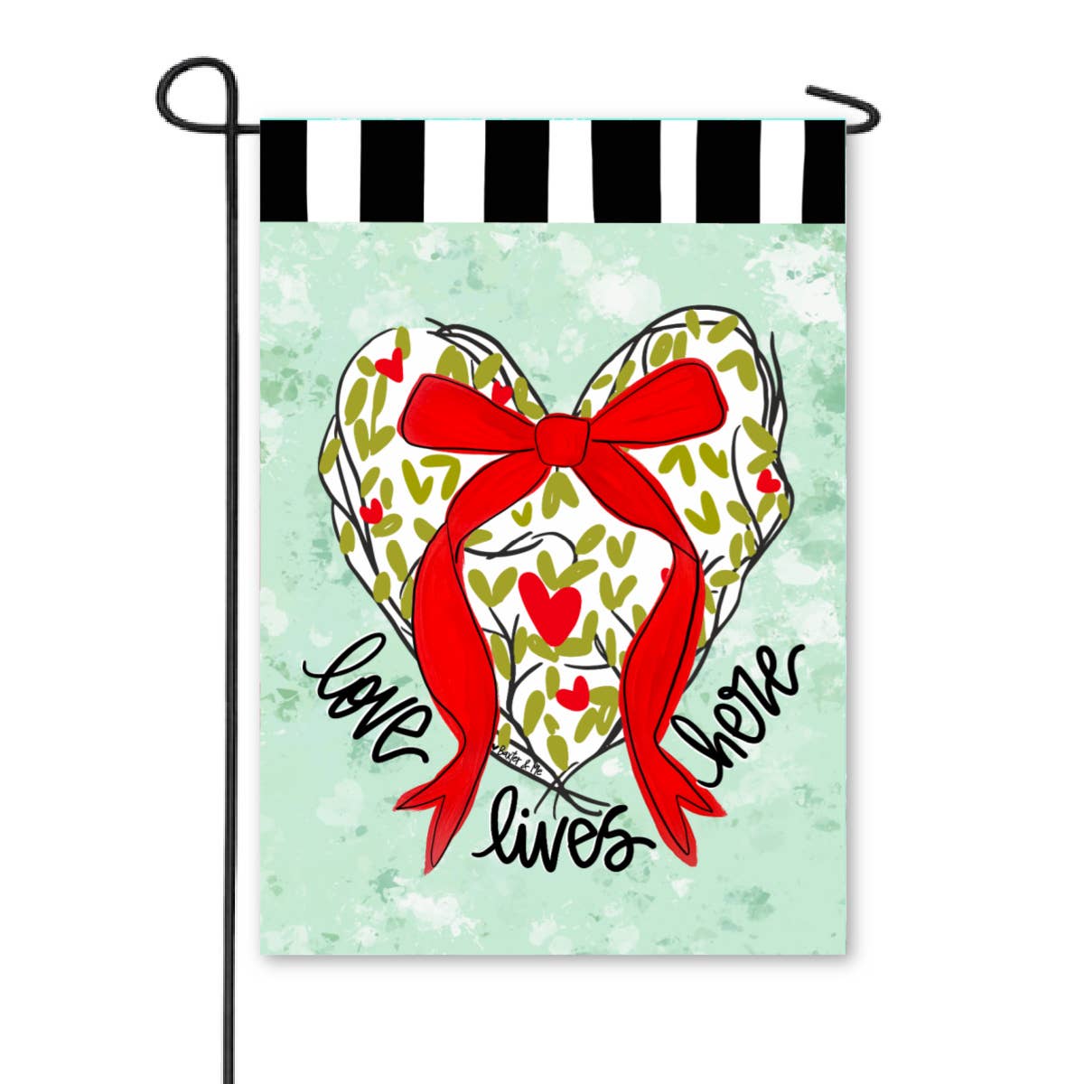 Baxter & Me - Wholesale Flag - Love Lives Here Red Bow Garden Flag1