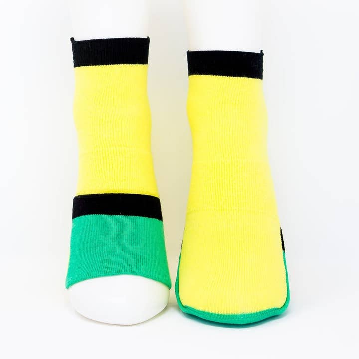 Calcetines de yoga antideslizantes para adultos - Amarillo/Verde para venta al por mayor de Peekaboo Socks