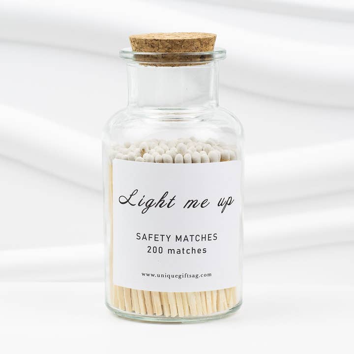 Glasflaschen-Streichhölzer – 200 Stk., 7,5 cm, weiße Spitzen für den Großhandel von UniqueGiftsAG